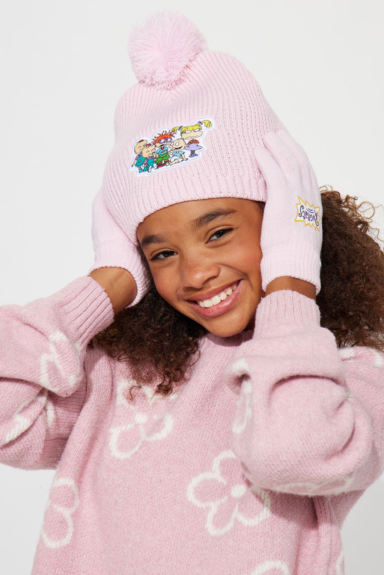 Mini Rugrats Pom Pom Beanie And Glove Set - Pink | Fashion Nova, Kids  Accessories | Fashion Nova