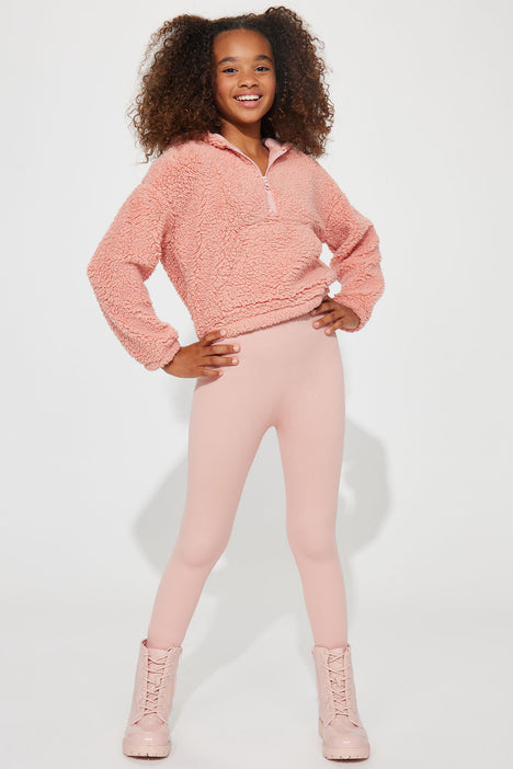 Pink fleece top lined leggings