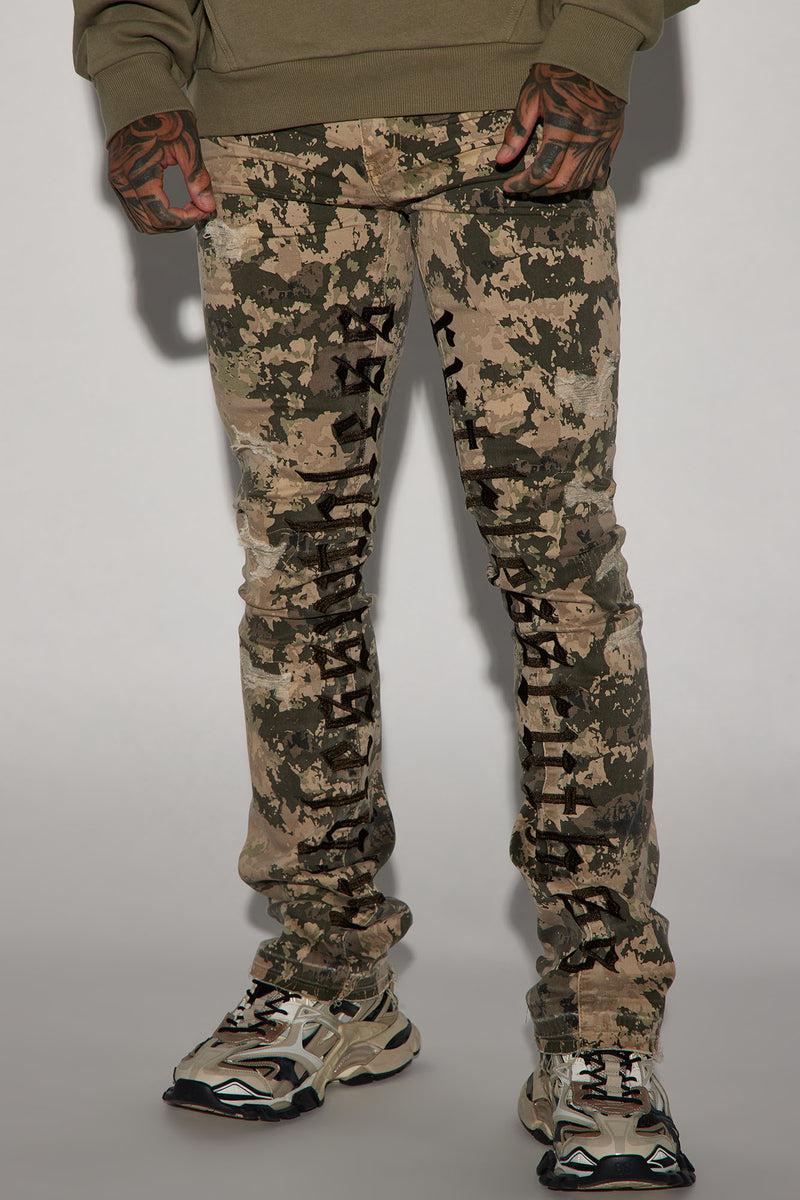 Ruthless Embroidered Stacked Skinny Flare Pants - Green/combo | Fashion ...