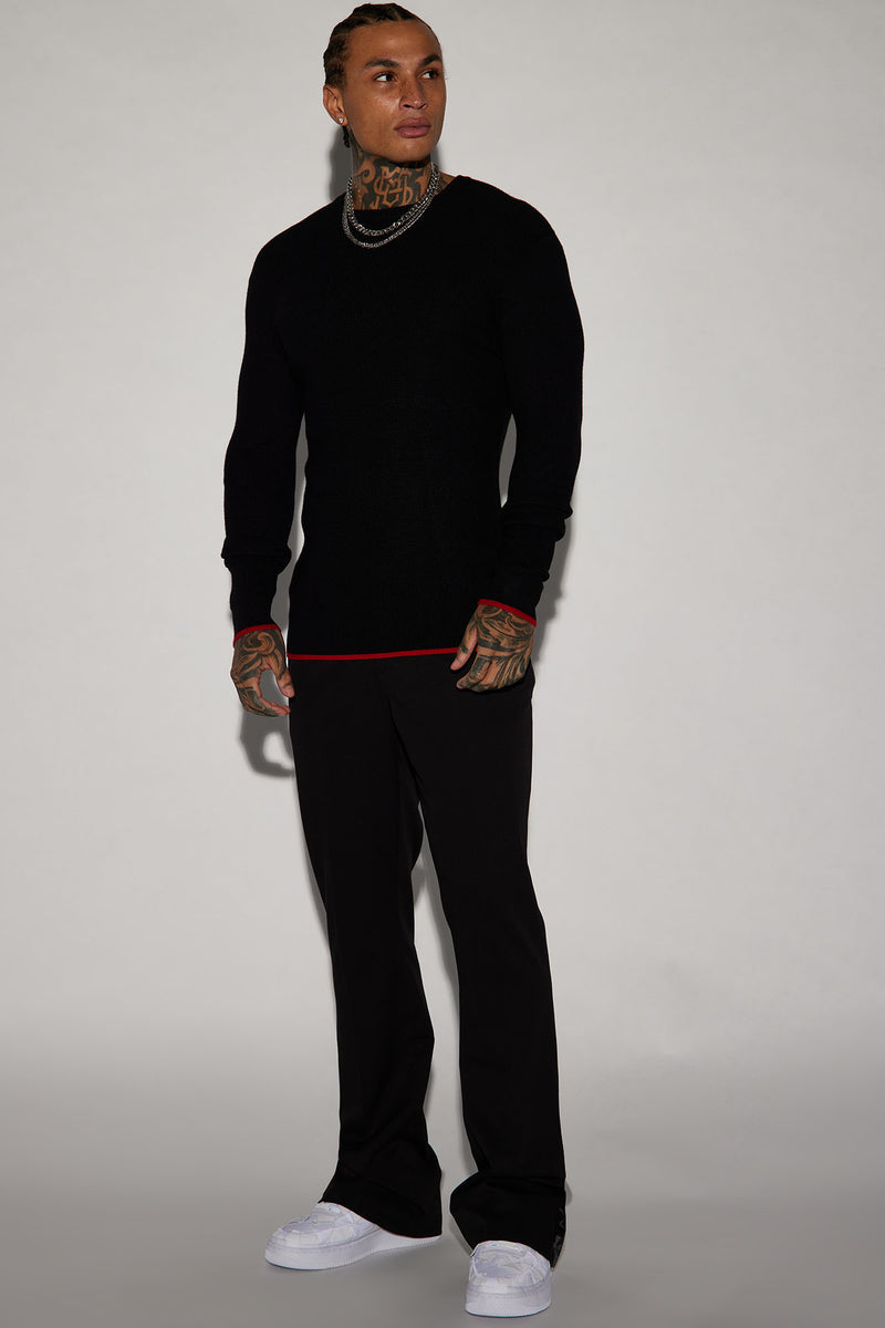 Viscose Thermal Crewneck Sweater - Black | Fashion Nova, Mens Sweaters ...