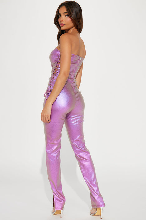 Pink sales metallic jumpsuit
