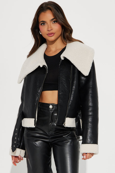 You Have My Heart Faux Leather Jacket Black Fashion Nova