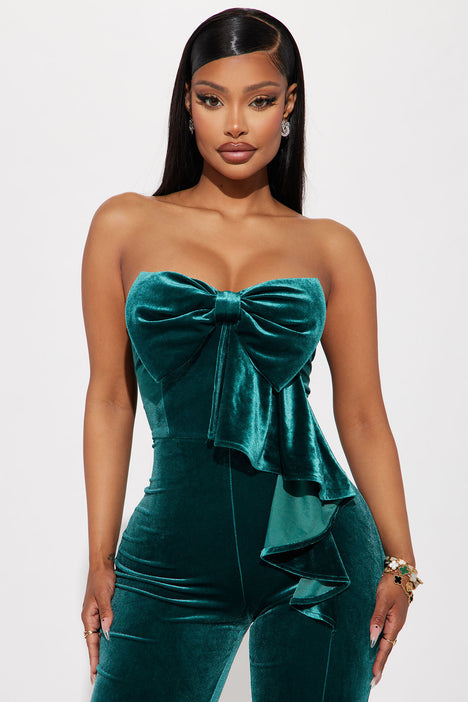 Your Favorite Gift Velvet Jumpsuit Emerald
