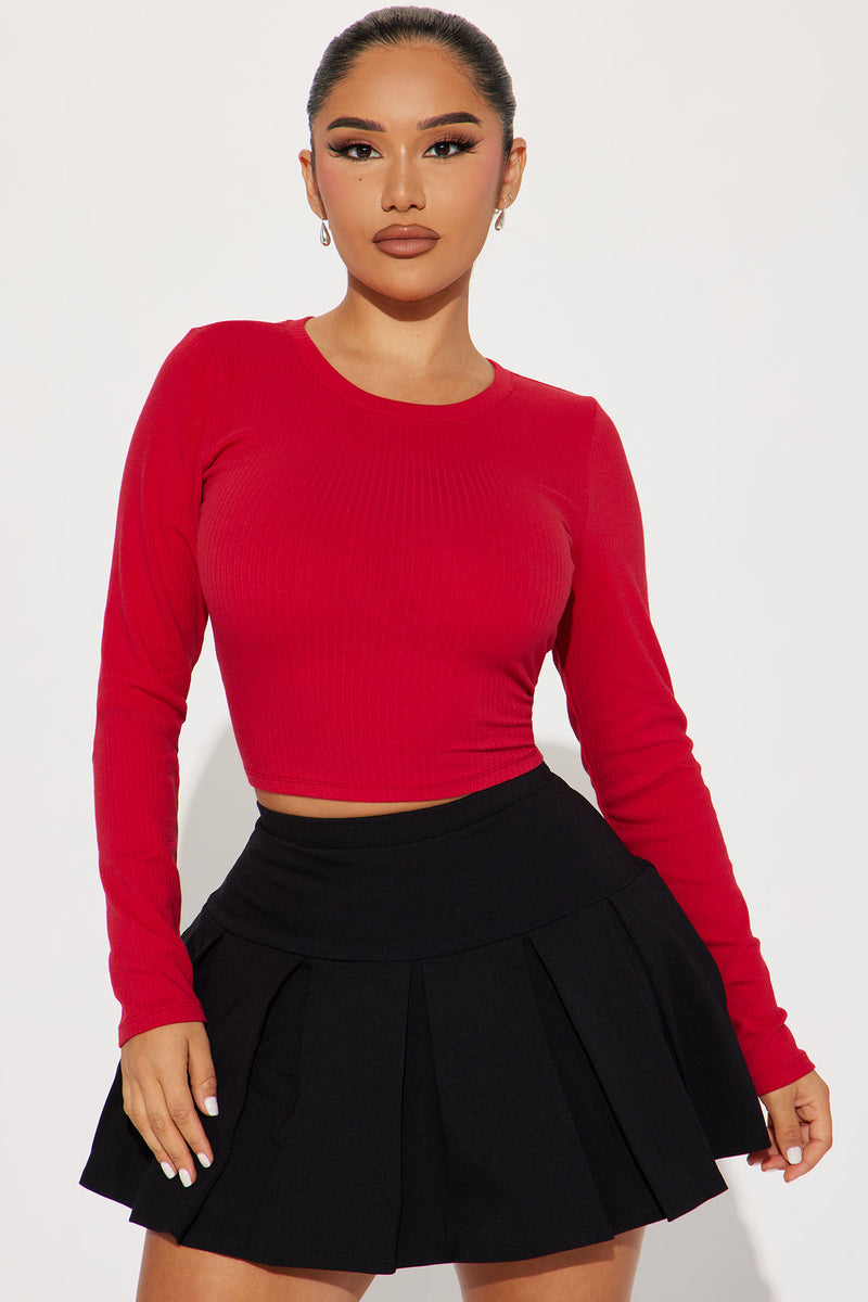 Aria Ribbed Top Red Fashion Nova, Basic Tops & Bodysuits Fashion Nova
