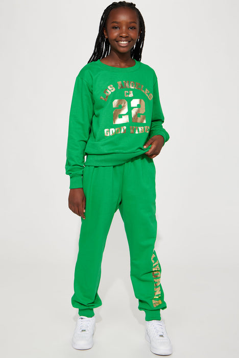 Mini LA Good Vibes French Terry Jogger Set Green Fashion Nova