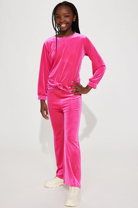 Mini Plush Velvet Pant Set Hot Pink Fashion Nova Kids Sets Fashion Nova