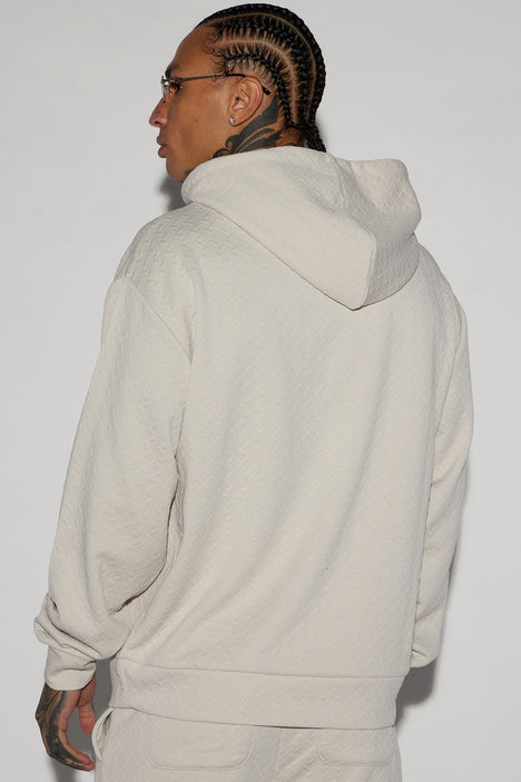 Textured Rectangles Hoodie Stone Fashion Nova Mens Fleece