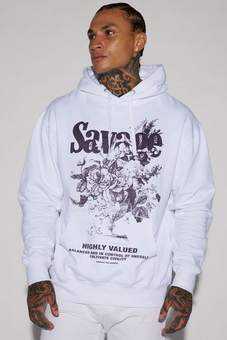 White shop savage hoodie