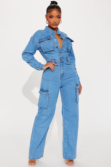 Step Back Denim Jumpsuit Light Wash Fashion Nova Jumpsuits