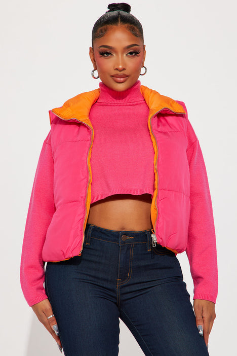 Hot pink cheap puffer vest