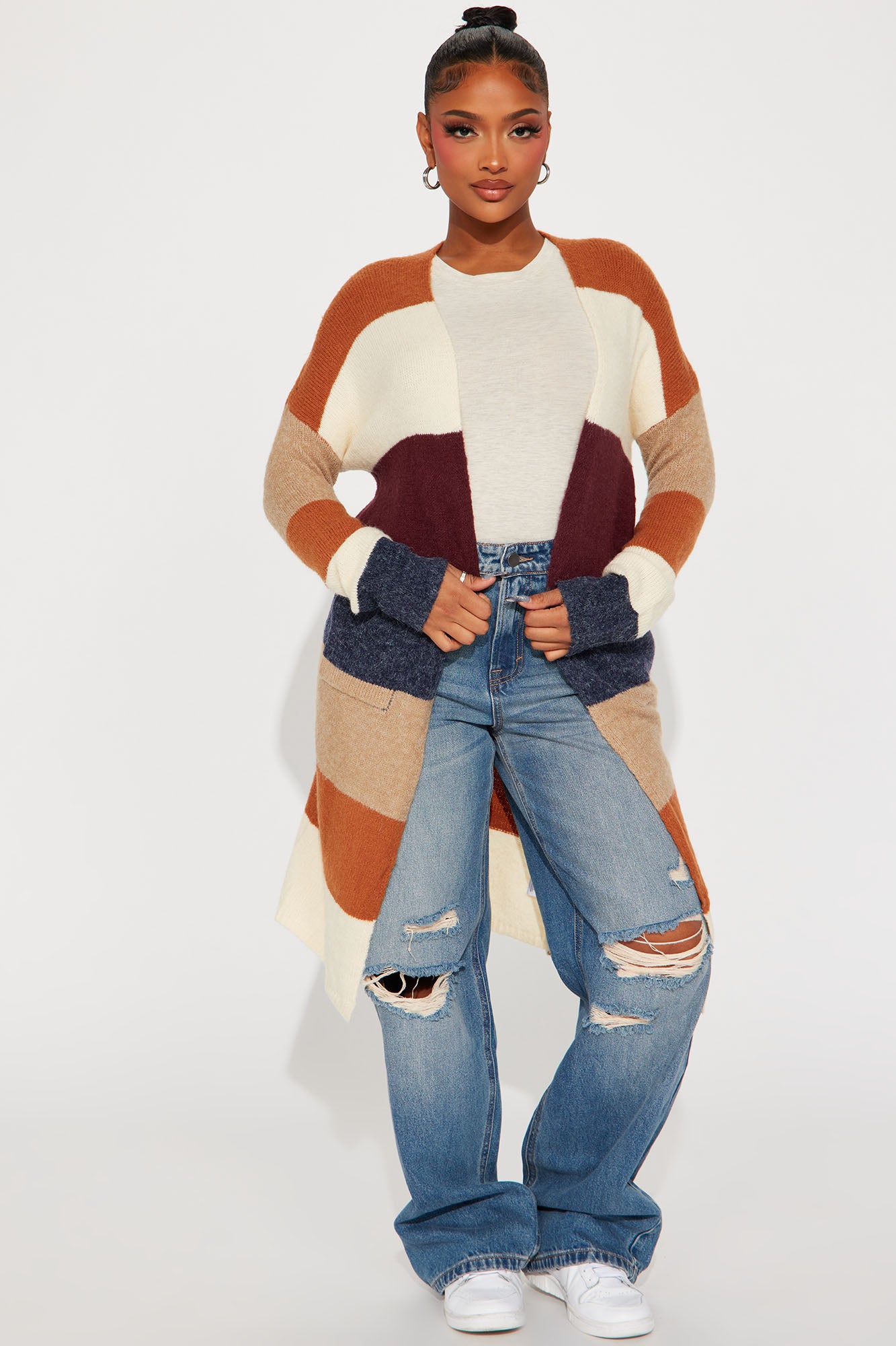 Common Interests Colorblock Cardigan Camel combo Fashion Nova