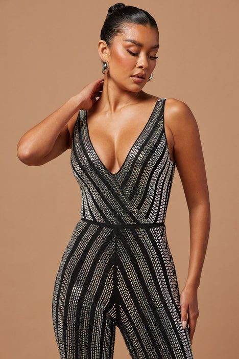 Silver mirrored sequin wrap jumpsuit discount