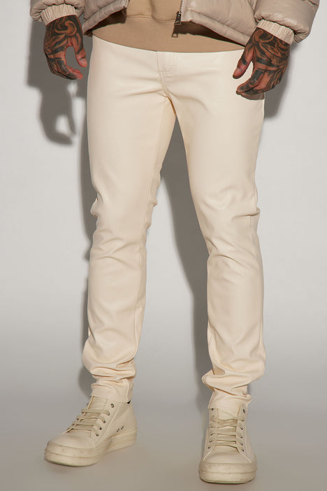 Cream sales leather pants
