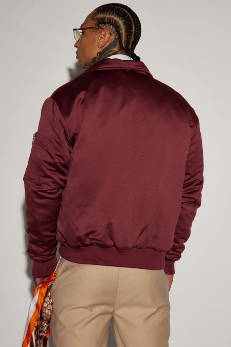 Lux Collared Bomber Jacket Burgundy Fashion Nova Mens Jackets