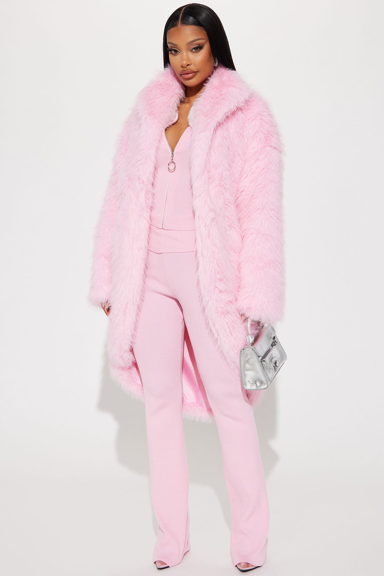 Baby pink fur coat hotsell
