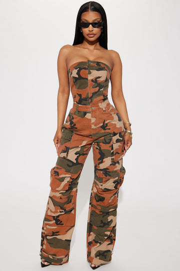 Multicolor camouflage jumpsuit hot sale