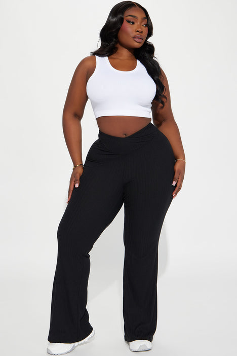 Opposites Attract Ribbed Flare Pant Black Fashion Nova Pants