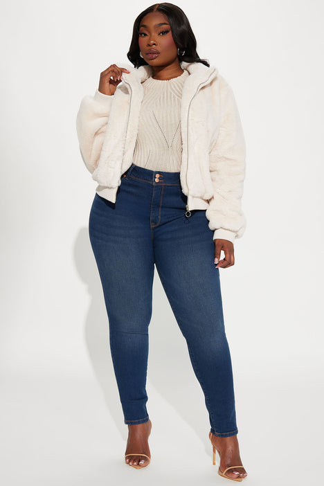 Plus size faux fur bomber jacket store