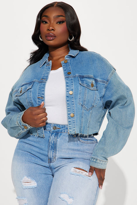 Cropped denim jacket size 18 store