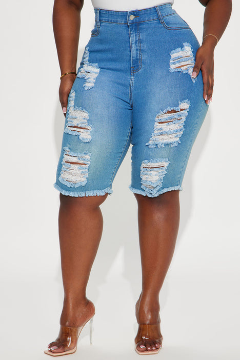 Plus size distressed bermuda store shorts