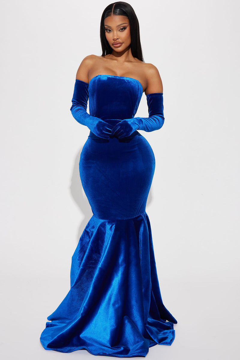 Stella Velvet Gown Set - Royal | Fashion Nova, Dresses | Fashion Nova