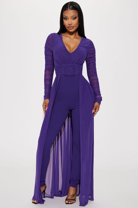 Purple jumpsuit fashion nova hotsell