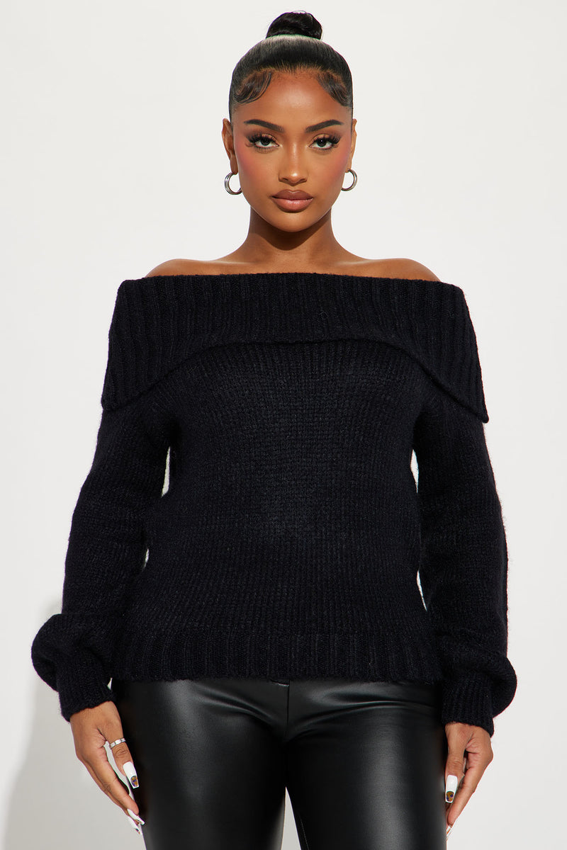 Call Me Off Shoulder Sweater - Black | Fashion Nova, Sweaters | Fashion ...