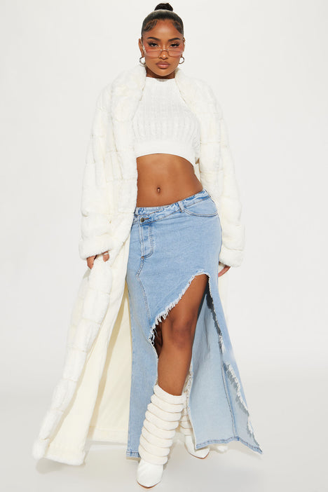 Fashion nova white fur coat online