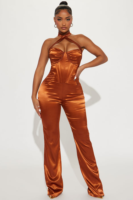 Can t Forget You Satin Jumpsuit Copper