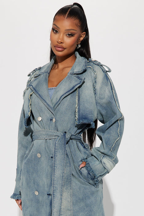 Feeling Trendy Denim Coat - Medium Wash