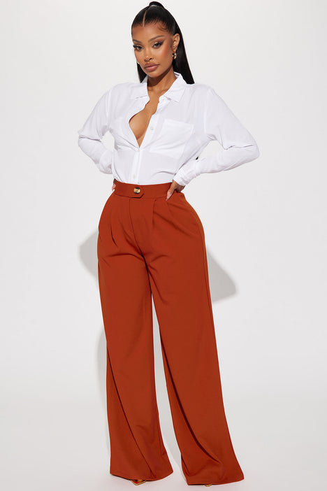 Wide leg rust trousers hotsell