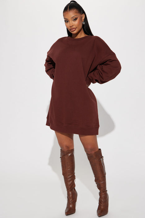 Don t Sweat It Sweater Mini Dress Chocolate Fashion Nova