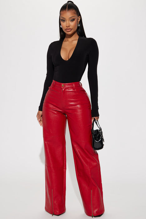 Hot N' Spicy Faux Leather Pant - Red