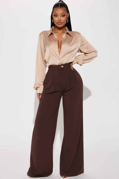What Matters Most Wide Leg Trouser Chocolate Fashion Nova