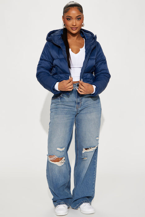 Navy blue online puffa coat