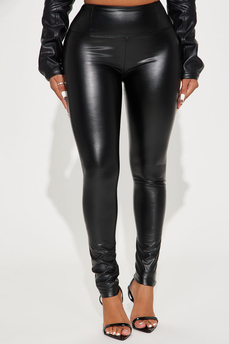 Faux Leather Tummy Tuck Leggings - Black | Fashion Nova, Leggings ...