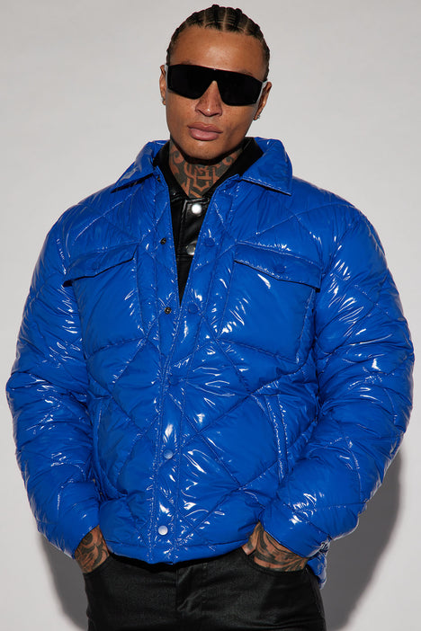 Your Diamond Quilted Puffer Jacket Blue