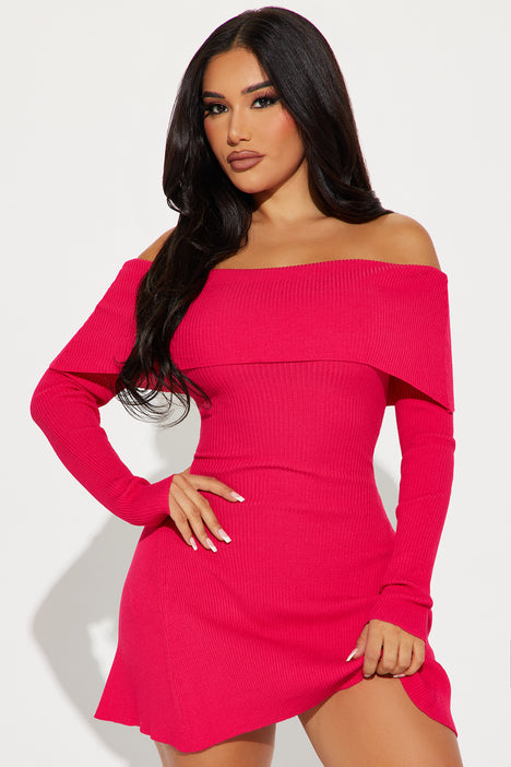 Amara Sweater Mini Dress Fuchsia