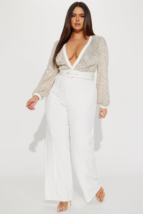 Fashion nova plus hot sale size white jumpsuit