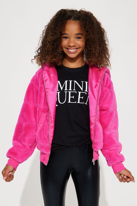 Mini So Delighted Faux Fur Puffer Jacket Pink Fashion Nova