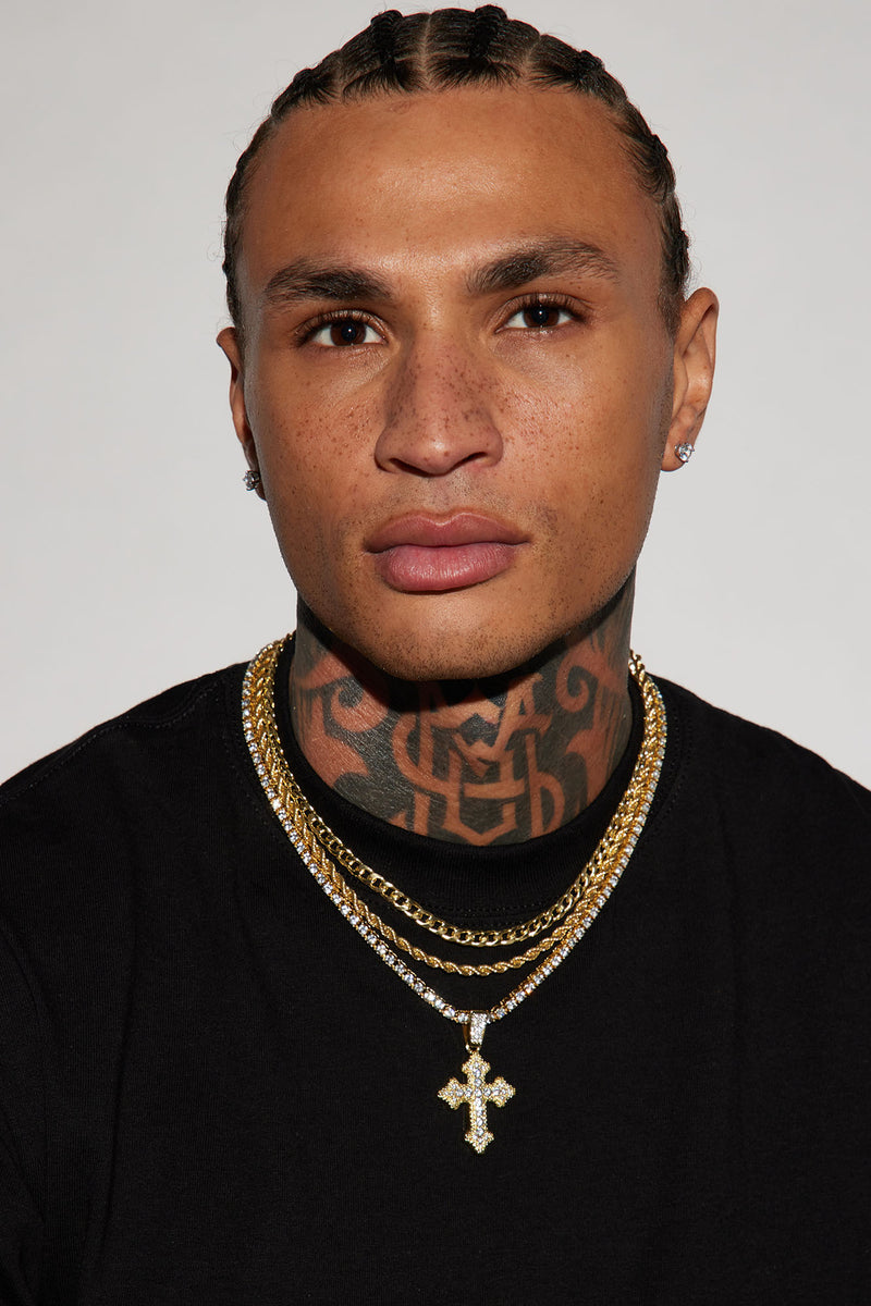 Iced Out Cross Out 3 Piece Chain Necklace Gold Fashion Nova Mens iced-out-cross-out-3-piece-chain-necklace-gold-fashion-nova-mens