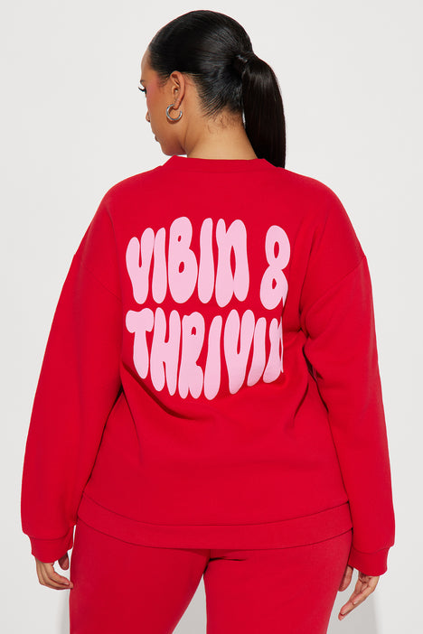 Red printed sales sweatshirt