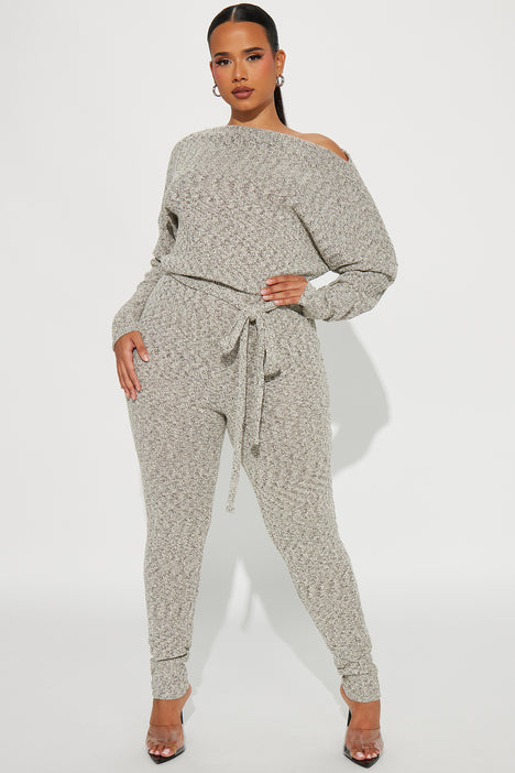 Take Me Anywhere Sweater Jumpsuit Heather Grey