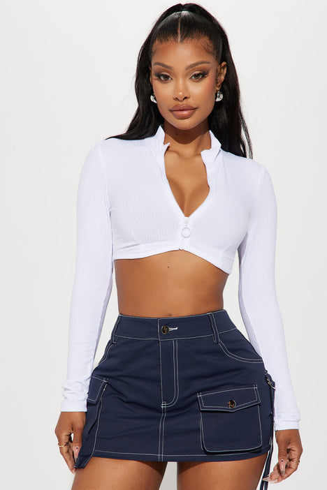 Zipper up crop discount top fashion nova