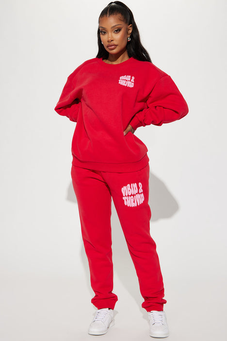 Red sales printed sweatshirt