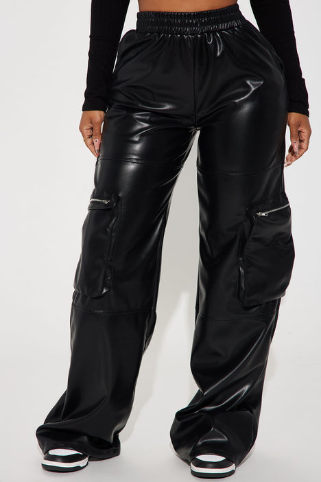 Wasted Times Faux Leather Cargo Pant - Black | Fashion Nova, Pants