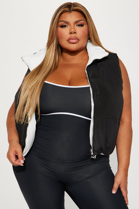 Danielle Reversible Puffer Vest Black White Fashion Nova
