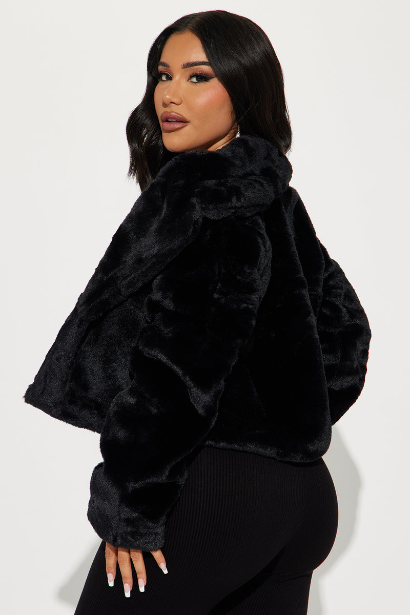 Warm By The Fireside Faux Fur Jacket - Black | Fashion Nova, Jackets ...