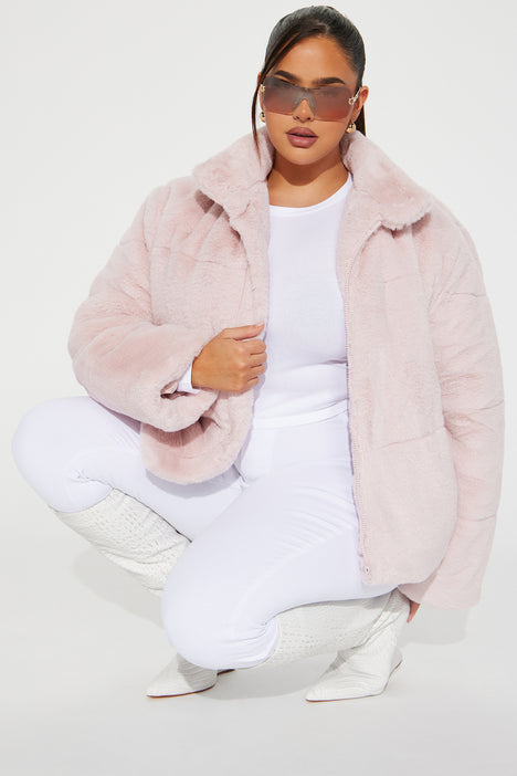Fashion nova white fur coat top
