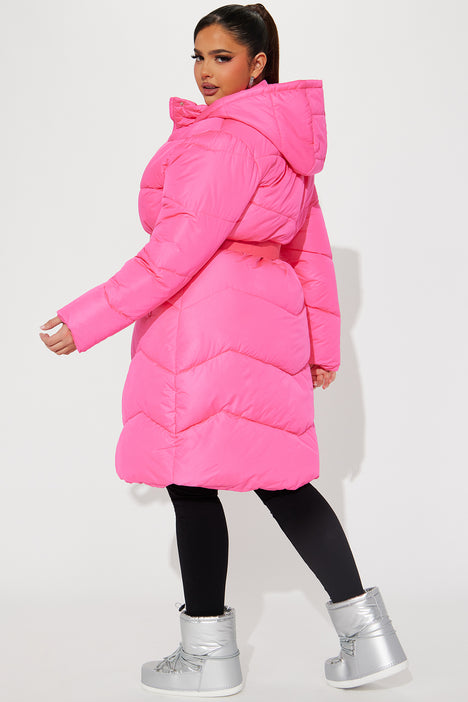 Snow Style Belted Puffer Jacket Hot Pink Fashion Nova Jackets